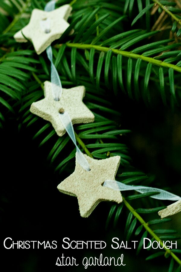 Christmas Star garland made with salt dough (scented like Gingerbread) on a real Christmas tree.