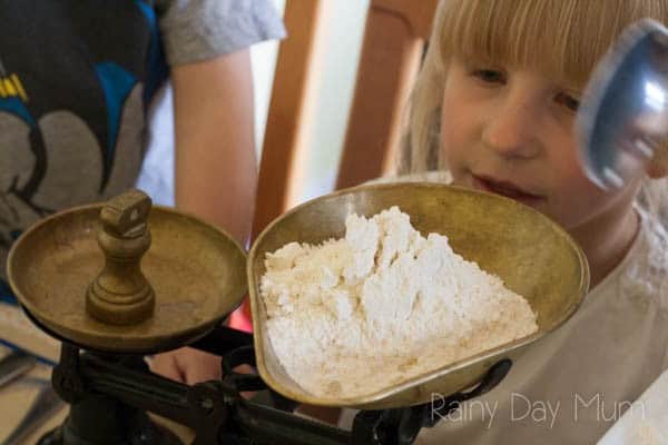 How to weigh ingredients for easy scone recipe for kids