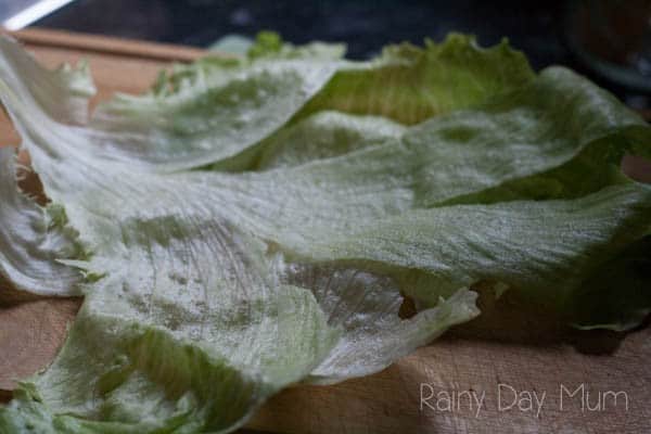 Simple lettuce wraps that kids can make inspired by the classic storybook The Tale of Peter Rabbit