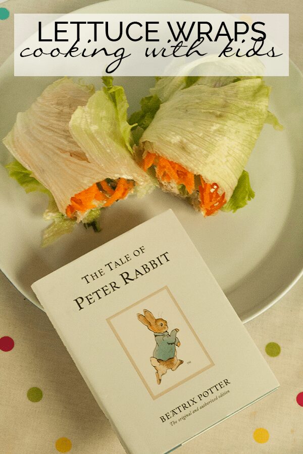 Simple lettuce wraps that kids can make inspired by the classic storybook The Tale of Peter Rabbit