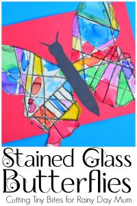 Beautiful stained glass effect butterfly art for kids to create. Ideal for linking learning with The Very Hungry Caterpillar by Eric Carle.