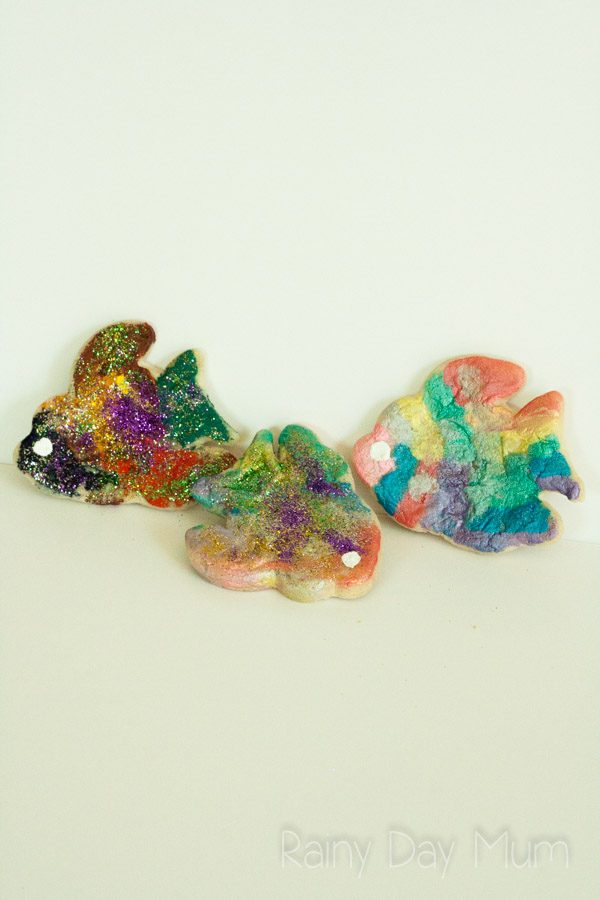 Microwave Salt Dough Rainbow Fish Craft for Kids
