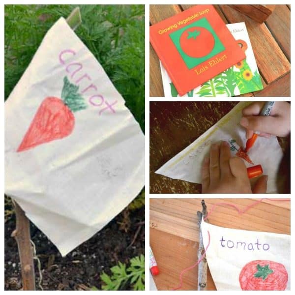 DIY Garden flags to use as seed and garden markers - so easy as a perfect summer craft for kids