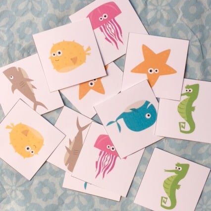 ocean animal matching cards game for kids