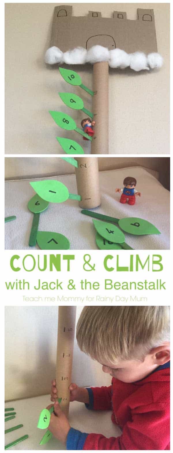 Count and climb Jack's beanstalk with this fun early year maths activity for toddlers and preschoolers for the classic Fairy Tale Jack and the Beanstalk