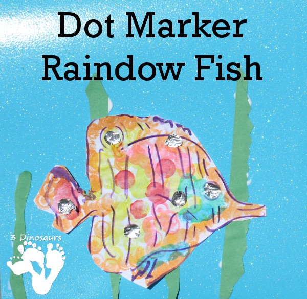 Dot marker art bringing alive the fantastic children's storybook the Rainbow Fish by Marcus Pfister