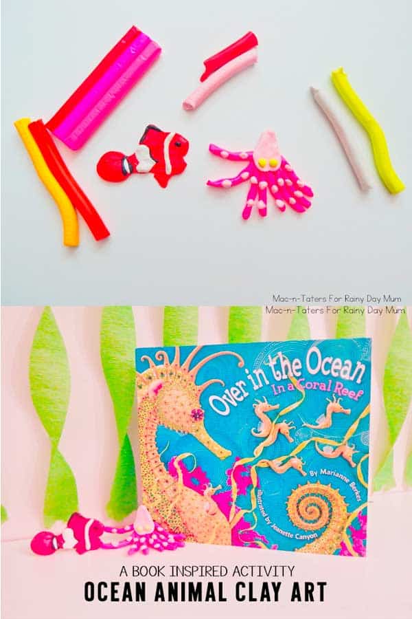 Ocean Animal Clay Art to go with Over In the Ocean In A Coral Reef is great for an Ocean theme for toddlers, preschoolers, and school aged kids.