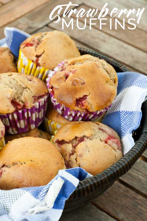 Perfect summer recipe and ideal for breakfast or a snack. Strawberry Muffins one of the best ways to use up over ripe strawberries this summer