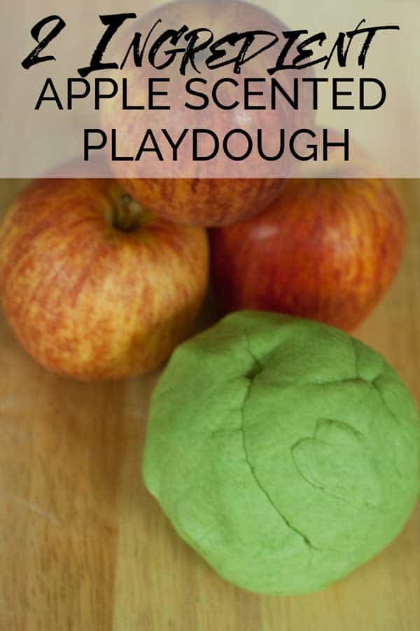 A simple 2-ingredient, super soft and smooth apple scented playdough recipe and suggestions for math-based activities for toddlers and preschool kids.
