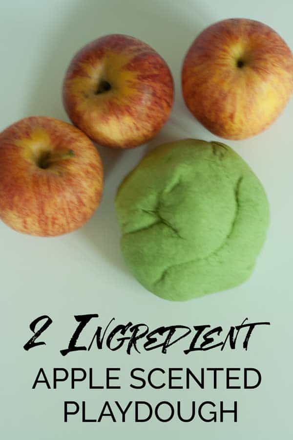 Easy 2 ingredient Apple Scented Playdough for kids. Perfect for Autumn and Fall themed Sensory Play with Toddlers and Preschoolers.