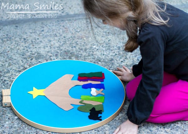 Simple and easy to make Nativity Story Felt Board that children can use to retell The Christmas Story an ideal advent activity for children this Christmas.