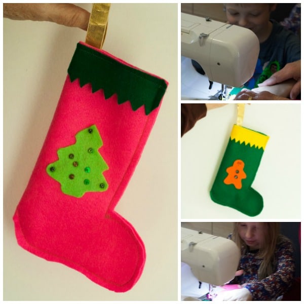 Start your kids sewing this Christmas with this simple to make Felt Christmas Stocking and ideal project for them and you to learn to make together