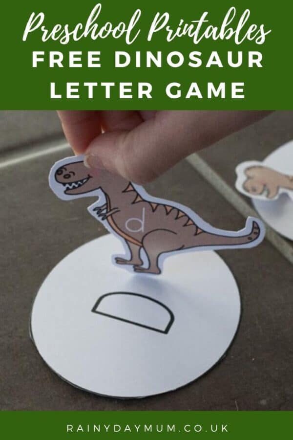 Preschool printables dinosaur letter matching game