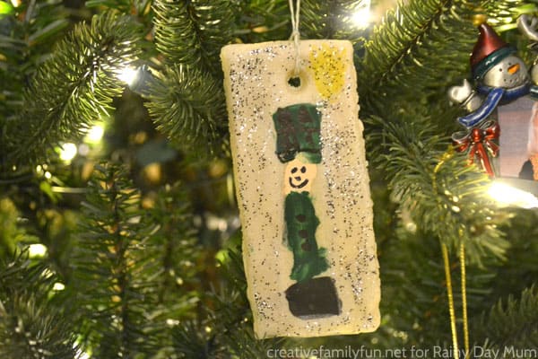 green nutcracker saltdough ornament keepsake that kids can make
