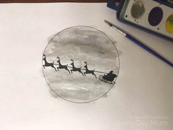Create your own Sleigh Silhouette Watercolor painting with the kids for Christmas based on the classic Christmas Storybook Twas the Night Before Christmas