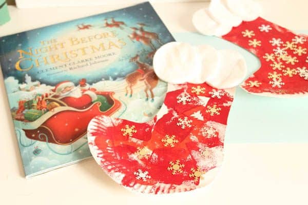 Get crafty and make this Christmas Stocking out of a Paper Plate perfect for making whilst reading Twas the Night Before Christmas and hanging your stocking