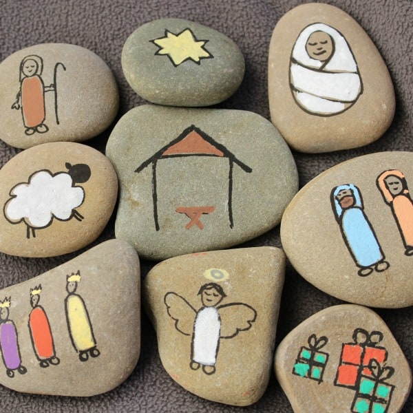 collection of nativity storystones created to help children to retell the story of the very first Christmas