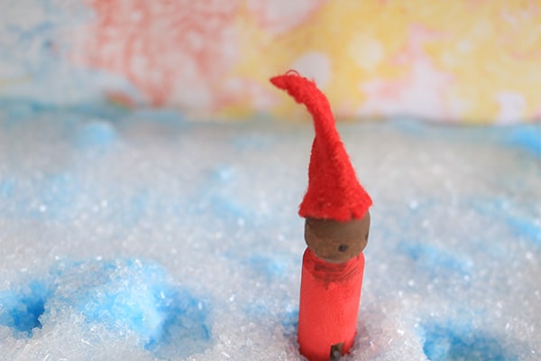 This easy "The Snowy Day" peg doll craft and activity for kids is sure to be a hit after you read the book! Step by step instructions and lots of play.