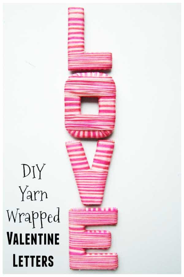 A simple craft to create beautiful DIY Yarn Wrapped Valentines Letters an ideal accessory for the home or great for a Teens bedrooms.