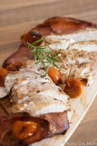 Simple family supper idea for Cuban chicken and bacon traybake ideal to serve with a salad for a light meal and quick to make.