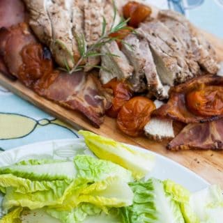 Simple family supper idea for Cuban chicken and bacon traybake ideal to serve with a salad for a light meal and quick to make.