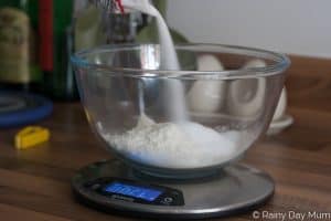 salt and flour being mixed together