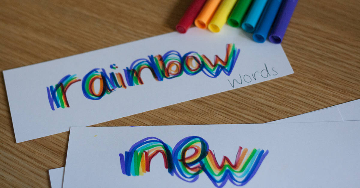 example of words written in rainbow style