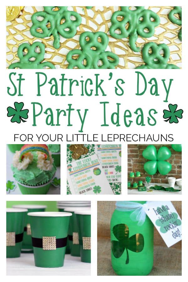 collage of st patrick's day party ideas for kids