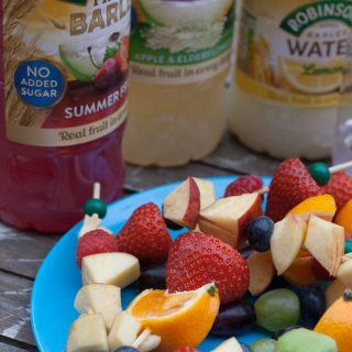Easy Fruit Skewers ideal for summer BBQ's that are so quick that kids can make too as well as taste testing Robinson Squashes, refreshing summer drinks for your family summer parties
