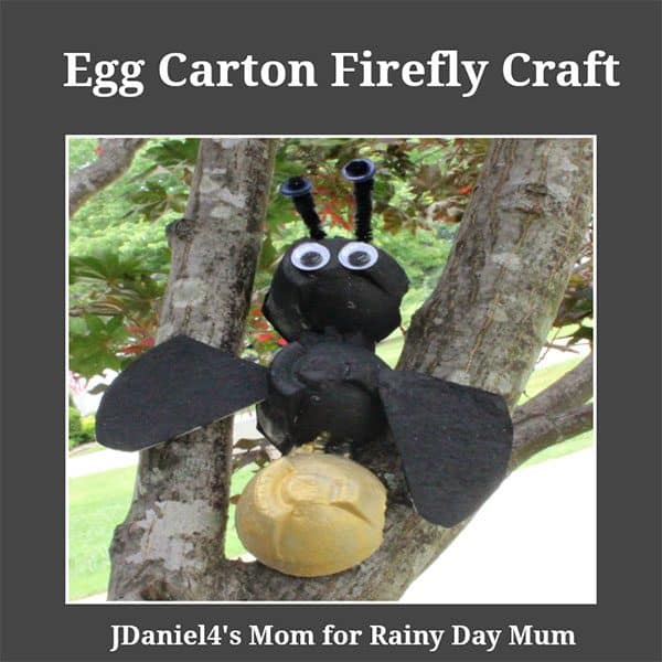 Simple summer themed craft for kids to make some easy egg carton Fireflies inspired by The Very Lonely Firefly by Eric Carle.