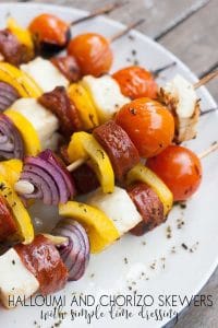 Halloumi and Chorizo Kebabs with a Simple Lime Dressing