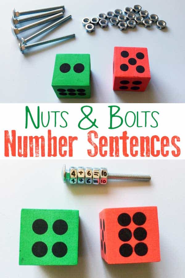 Hands-on mathematics for supporting the writing of number sentences and getting to grips with addition using nuts and bolts.