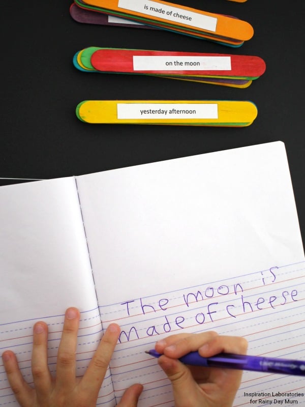 Space themed writing and grammar activity for early elementary and Key Stage 1. Construct sentences using the Silly Sentence prompts and write a story.
