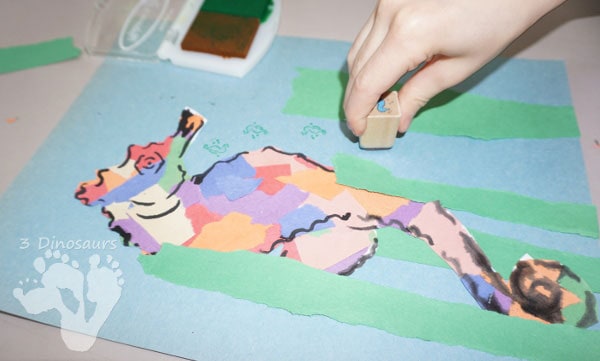 Inspired by the book Mister Seahorse by Eric Carle create beautiful colourful seahorses from torn paper and stencils in this simple art project.
