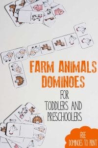 Download and Print your own Farm Animals Dominoes to Print and Play ideal for activity for toddlers and preschoolers throughout the year. Inspired by the book Click, Clack, Moo: Cows that Type by Doreen Cronin.