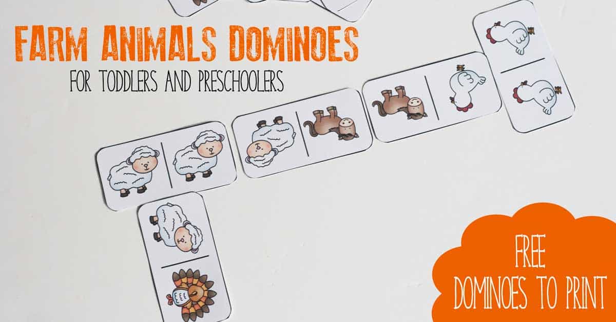 FREE Printable Farm Animal Domino Game for Kids
