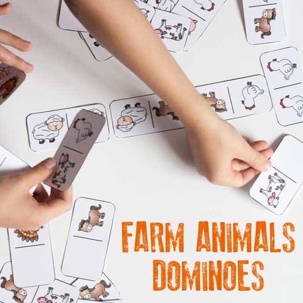 Farm Animal Picture Domino Game to Play with Toddlers and Preschoolers