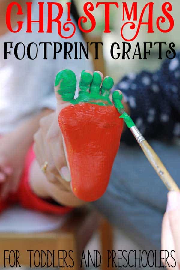Fun Christmas footprint crafts and pictures to make with toddlers and preschoolers as you countdown to Christmas and get creative together.