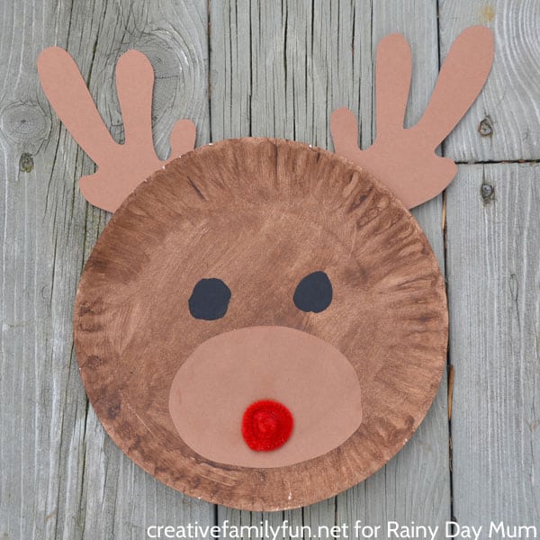 paper plate rudolph the red nosed reindeer finished
