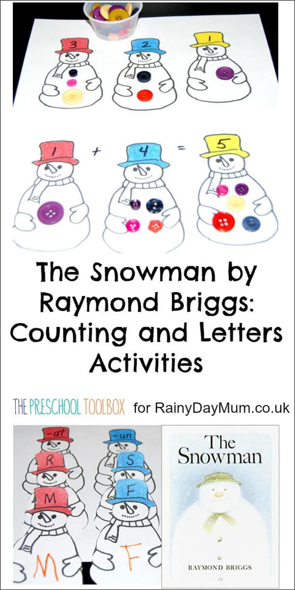 Activity suggestions for working on literacy and numeracy inspired by the classic wordless picture book The Snowman by Raymond Briggs for Early Years.
