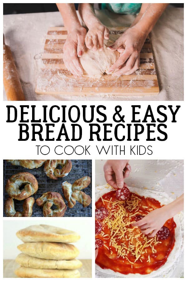 Fantastic, easy and delicious bread recipes that you can make with kids. From pretzels to cinnamon rolls and a basic dough with 2 simple ingredients these are ideal for some fun baking in the kitchen with the children in your life.