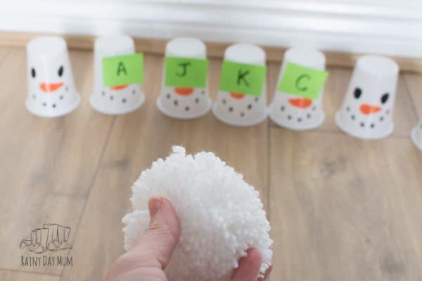 indoor snowball fight name activity for preschoolers