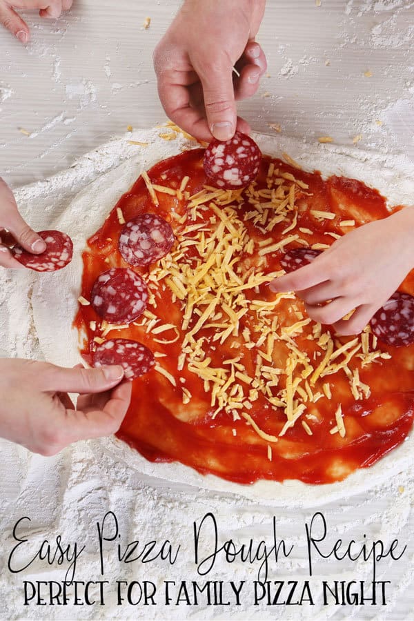 A simple recipe for making pizza dough - so easy that kids can make it themselves. Use your bread machine to get delicious pizza dough perfect for pizza night that the family can enjoy.