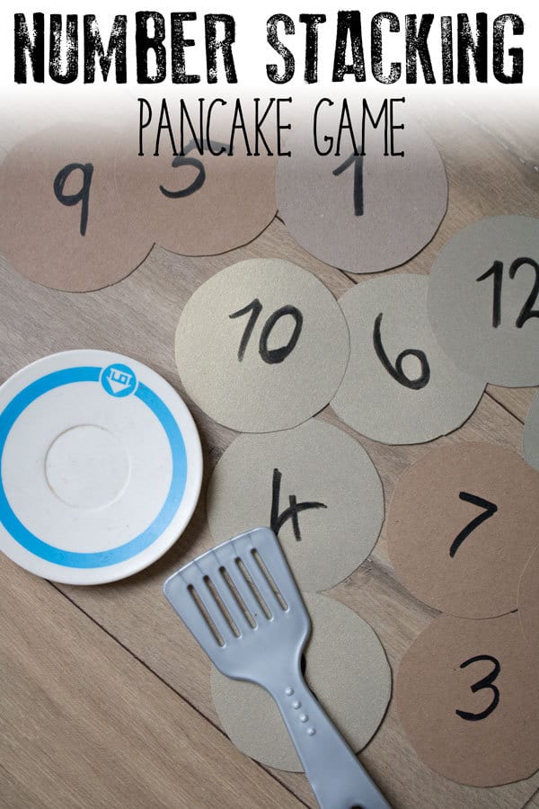 Easy to make and set up number game for toddlers and preschoolers based on the book If You Give a Pig a Pancake by Laura Numeroff and ideal for Pancake Day activities.
