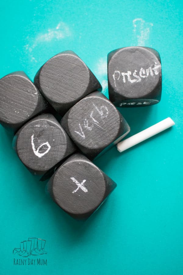 DIY instructions on creating chalkboard dice perfect for a reusable mathematics or literacy resource or for when the dice go missing from your favourite board games.