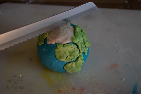 Instructions and recipe to create a 3D model of the layers of the earth using salt dough. Easy to make and can be air dried over time to label and learn. Fun Earth Science lesson for kids.