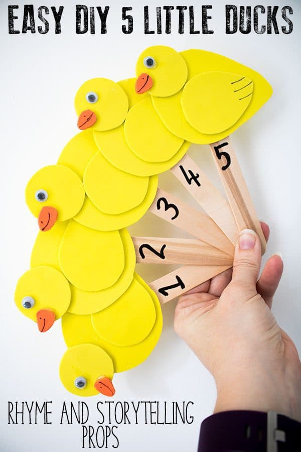 Create your own storytelling and rhyme time props with this easy to make five little ducks craft foam puppets. Perfect for some springtime nursery rhyme and circle time fun for toddlers and preschoolers.