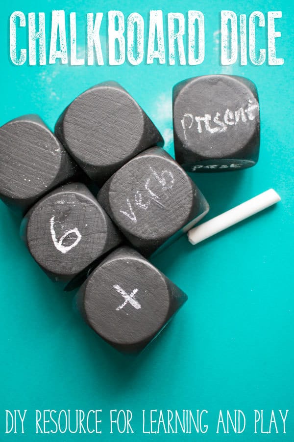 DIY instructions on creating chalkboard dice perfect for a reusable mathematics or literacy resource or for when the dice go missing from your favourite board games.