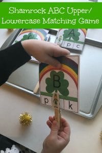 Match the upper and lowercase letters in this St Patrick's Day themed Clip Card activity ideal for preschoolers. Download and print the cards and set up a quick activity center for letter learning.