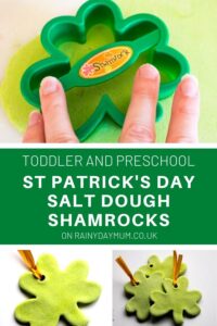 Toddler and preschool St Patrick's Day Salt Dough Shamrocks